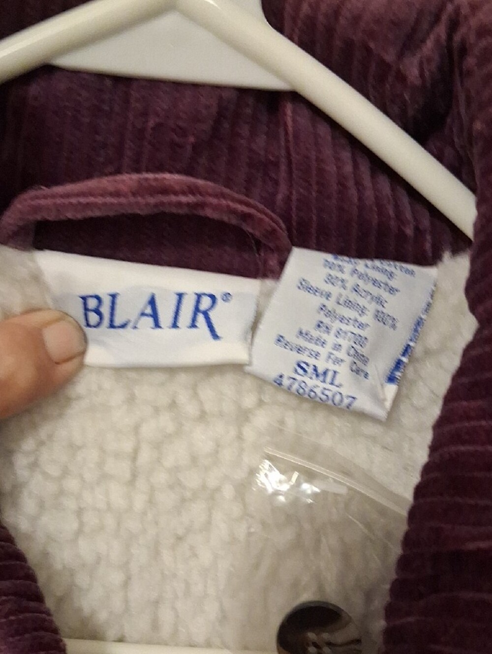 Corduroy Sherpa-Lined Women's Jacket - Plum - Picture 2 of 3